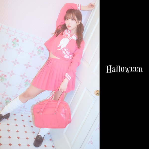 画像2: 【即日発送！】【ハロウィン】ピンクJK/女子高生/セーラー服コスプレセット【ハロウィン3点セット】【S-Lサイズ/1カラー】[OF01]