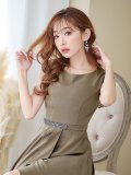 SALE!【Glera/グレイラ】ノースリーブワンピースドレス/ビジュー/胸元隠し/ミディアムドレス/キャバドレス【M-XLサイズ/2カラー】[OF04]【SB】dzw