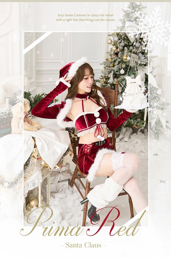 画像1: 【ノベルティ対象】【クリスマスコスプレ6点セット】【Malymoon/マリームーン】プリマレッドセクシーサンタセットアップ【フリーサイズ/1カラー】[OF03]