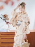【即日発送】リッチベージュダリア浴衣 OBI-hira-100-ok-1-BE / HIMO-900-yn-7-MOC / HEKO-800-sb-3-BR / YA-1029-wk-P / GETA-02-ok-4-MOC[YMT]
