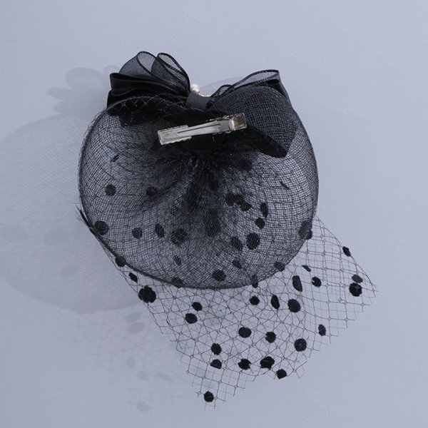 画像3: 【アクセサリー：ヘッドドレス】ドットレースビジューリボン帽 / カクテルハット / トーク帽【OF03】