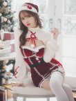 画像1: 【ノベルティ対象】 【即日発送！】【クリスマスコスプレ8点セット】【Malymoon/マリームーン】シークレットレーススフレニットサンタ【フリーサイズ/2カラー】[OF03] (1)