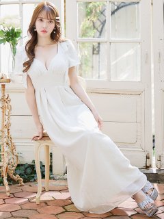 シフォンハイウエストタックドレス/キャバドレス