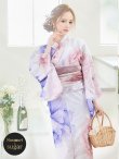 画像2: 【即日発送】ホワイト×ピオニー浴衣 OBI-g-500-kj-1-R / HIMO-900-yn-5-IV / HEKO-800-sb-5-W / YA-593-kj-CL / YA-1081-kj-W-W / GETA-01-kj-7-P [YMT] (2)