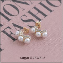 【アクセサリー：ピアス】パール/ビジュー/ゴールド/ピアス【Fサイズ/1カラー】