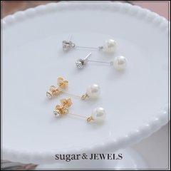 【アクセサリー：ピアス】パールストーンピアス【Fサイズ/2カラー】