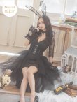 画像2: 【即日発送】ブラックバニーコスプレセット【sugar nineハロウィンコスプレ4点セット】 【S-XLサイズ/1カラー】【OF04】 (2)