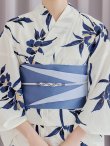 画像20: 【予約 / 5月中旬発送予定】蒼菖蒲柄浴衣 OBI-hira-100-ok-4-DusBL / HIMO-900-yn-4-GYxGY / / YA-1002-kj-BL / GETA-01-kj-2-BL/ [y/OF01] (20)