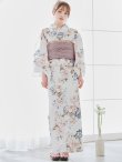 画像4: 【予約 / 4月下旬発送予定】フローラルピンクブルー浴衣 OBI-siwa-204-wk-14-DusP / HIMO-900-yn-8-P / HEKO-800-sb-11-MOC / YA-1077-wk-P / GETA-02-ok-8-RoseP/ [y/OF01] (4)