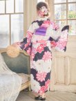 画像8: 【浴衣SALE】SALE!【浴衣】大輪の菊模様浴衣セット（19obi-4/Yheko030WH  Yhimo-P/CG-17-P）[HC02] (8)