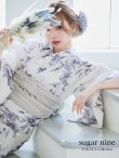 画像1: 【即日発送！】可憐なニュアンスパープル鈴蘭浴衣 OBI-siwa-202-ok-3-GY / HIMO-900-yn-4-GYxGY / YA-953-kn-BL / HEKO-800-sb-5-W / GETA-02-ok-2-IV[YMT] (1)