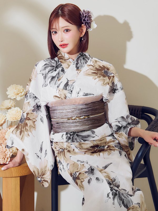 陽彩向日葵の水彩浴衣